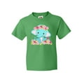 thumbnail image 1 of Inktastic Cute Baby Elephant with Flowers Youth T-Shirt, 1 of 5