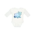 thumbnail image 1 of Inktastic Cute Baby Hippo Boys or Girls Long Sleeve Baby Bodysuit, 1 of 5