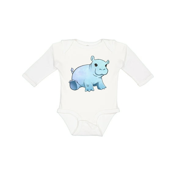 Inktastic Cute Baby Hippo Boys or Girls Long Sleeve Baby Bodysuit