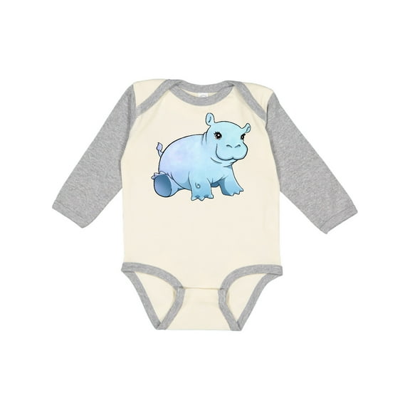 Inktastic Cute Baby Hippo Boys or Girls Long Sleeve Baby Bodysuit