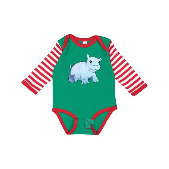 Inktastic Cute Baby Hippo Boys or Girls Long Sleeve Baby Bodysuit