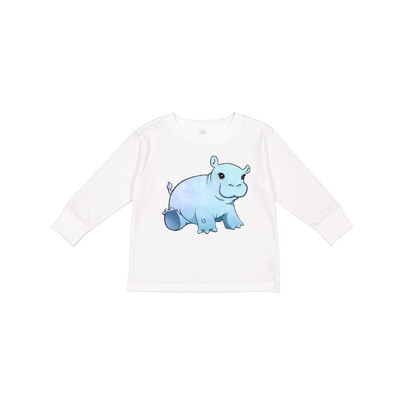 Inktastic Cute Baby Hippo Boys or Girls Long Sleeve Toddler T-Shirt