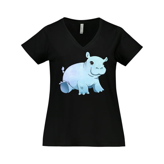 Inktastic Cute Baby Hippo Women's Plus Size V-Neck T-Shirt