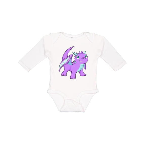 Inktastic Cute Baby Purple Dragon Boys or Girls Long Sleeve Baby Bodysuit
