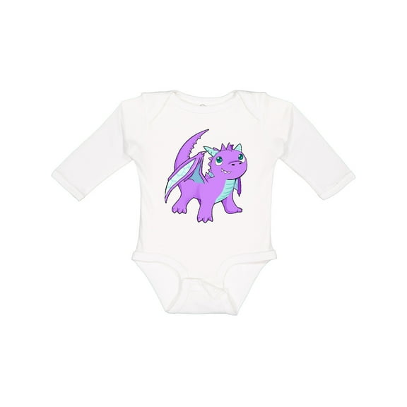 Inktastic Cute Baby Purple Dragon Boys or Girls Long Sleeve Baby Bodysuit