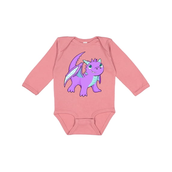 Inktastic Cute Baby Purple Dragon Boys or Girls Long Sleeve Baby Bodysuit