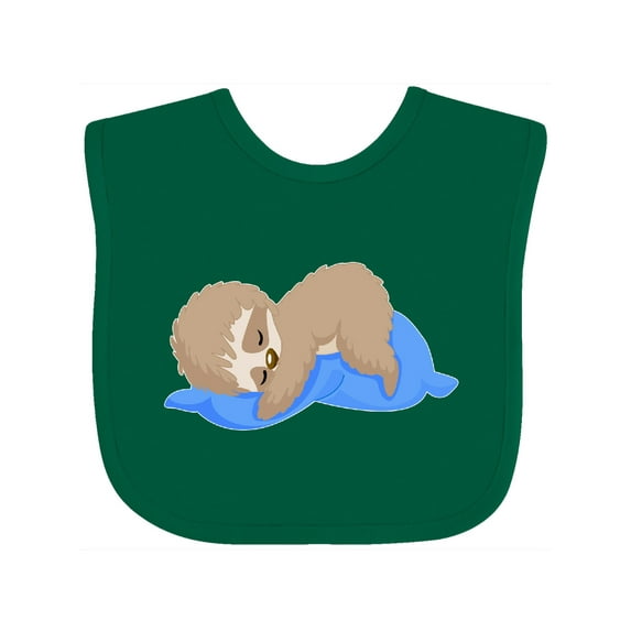 Inktastic Cute Baby Sloth Sleeping on Blue Pillow Boys or Girls Baby Bib