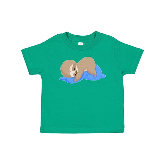 Inktastic Cute Baby Sloth Sleeping on Blue Pillow Boys or Girls Baby T-Shirt