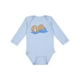 thumbnail image 1 of Inktastic Cute Baby Sloth Sleeping on Blue Pillow Boys or Girls Long Sleeve Baby Bodysuit, 1 of 5