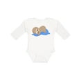thumbnail image 1 of Inktastic Cute Baby Sloth Sleeping on Blue Pillow Boys or Girls Long Sleeve Baby Bodysuit, 1 of 5