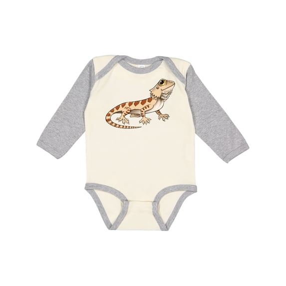 Inktastic Cute Bearded Dragon Boys or Girls Long Sleeve Baby Bodysuit