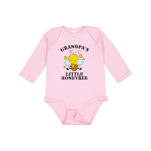 Inktastic Cute Bee Grandpa's Little Honeybee with Stars Boys or Girls Long Sleeve Baby Bodysuit