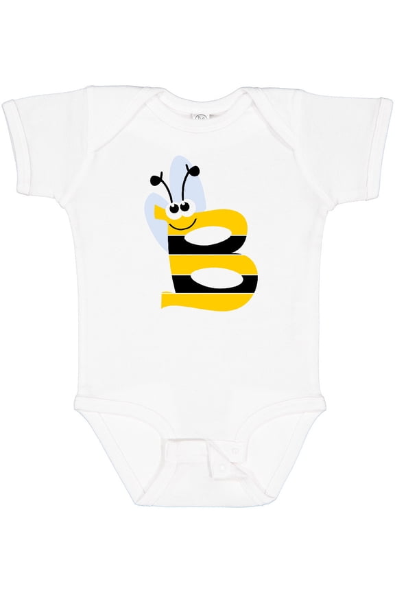 Cute Bee Initial B Boys or Girls Baby Bodysuit