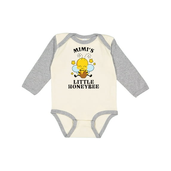 Inktastic Cute Bee Mimi's Little Honeybee with Stars Boys or Girls Long Sleeve Baby Bodysuit