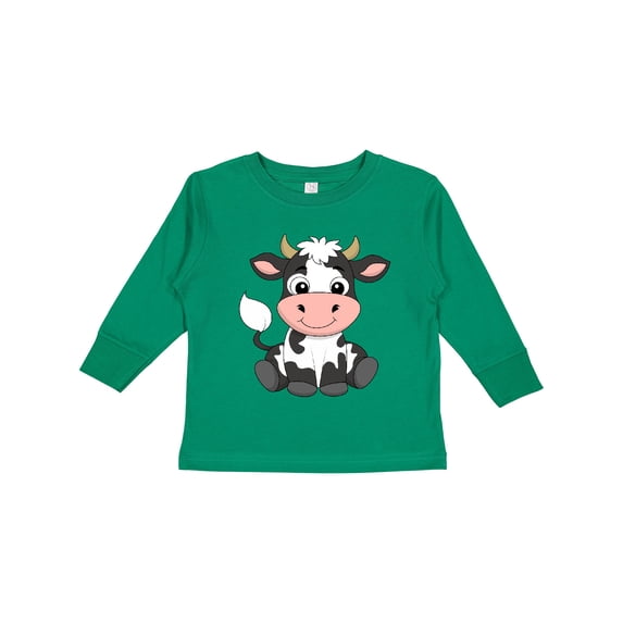 Inktastic Cute Black and White Holstein Cow Boys or Girls Long Sleeve Toddler T-Shirt