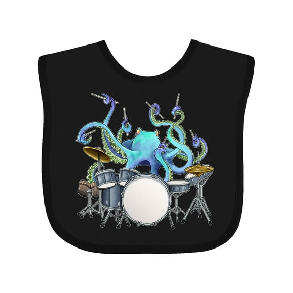 Inktastic Cute Blue Octopus Drumming Boys or Girls Baby Bib