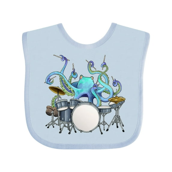 Inktastic Cute Blue Octopus Drumming Boys or Girls Baby Bib