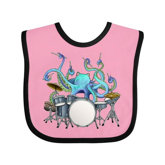 Inktastic Cute Blue Octopus Drumming Boys or Girls Baby Bib