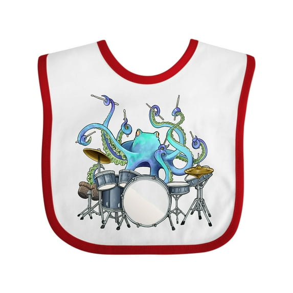 Inktastic Cute Blue Octopus Drumming Boys or Girls Baby Bib