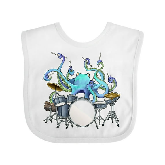 Inktastic Cute Blue Octopus Drumming Boys or Girls Baby Bib