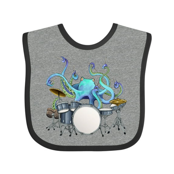Inktastic Cute Blue Octopus Drumming Boys or Girls Baby Bib