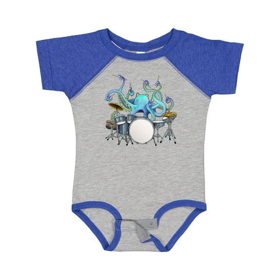 Inktastic Cute Blue Octopus Drumming Boys or Girls Baby Bodysuit