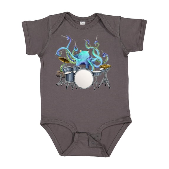 Inktastic Cute Blue Octopus Drumming Boys or Girls Baby Bodysuit