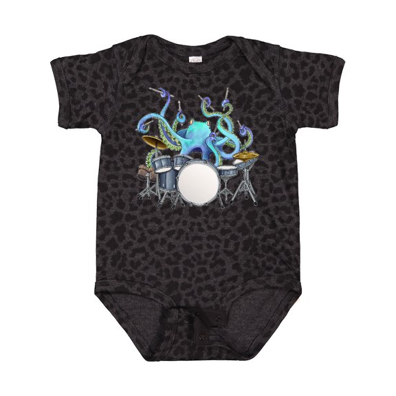 Inktastic Cute Blue Octopus Drumming Boys or Girls Baby Bodysuit