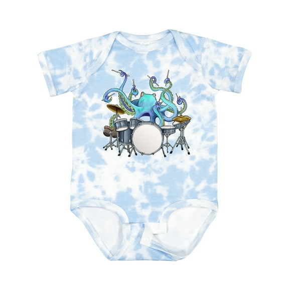 Inktastic Cute Blue Octopus Drumming Boys or Girls Baby Bodysuit