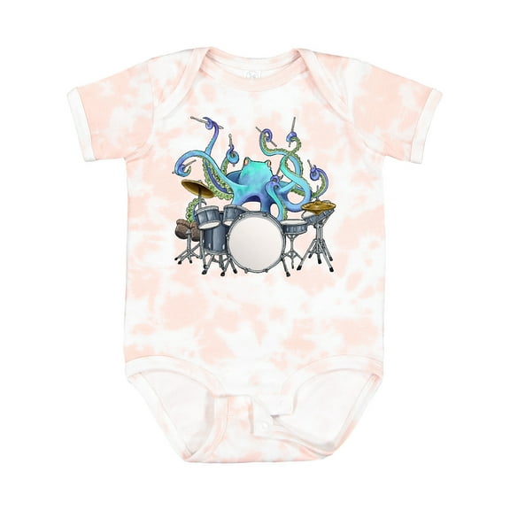 Inktastic Cute Blue Octopus Drumming Boys or Girls Baby Bodysuit