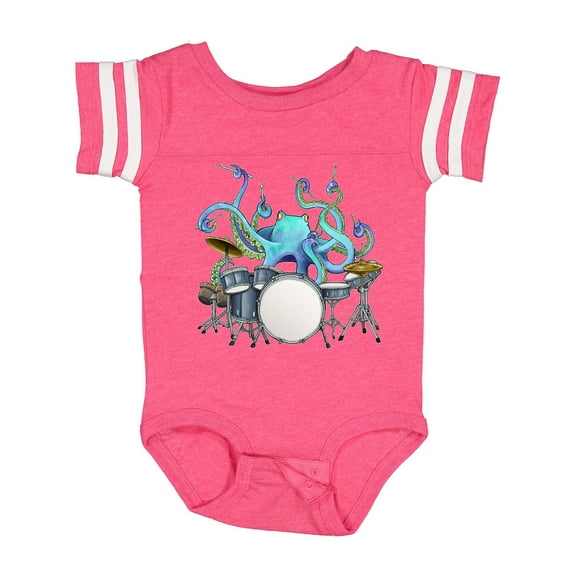 Inktastic Cute Blue Octopus Drumming Boys or Girls Baby Bodysuit