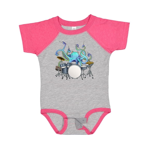 Inktastic Cute Blue Octopus Drumming Boys or Girls Baby Bodysuit