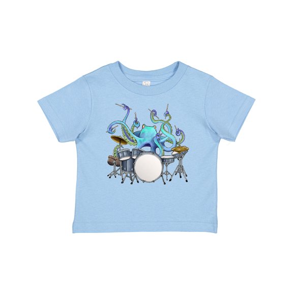Inktastic Cute Blue Octopus Drumming Boys or Girls Baby T-Shirt
