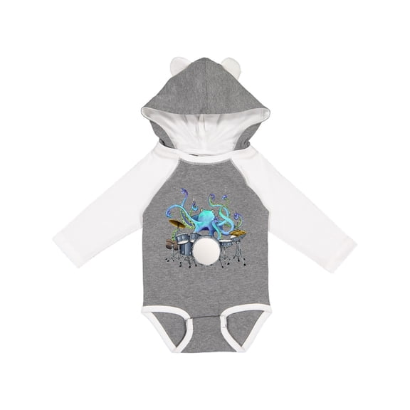 Inktastic Cute Blue Octopus Drumming Boys or Girls Long Sleeve Baby Bodysuit