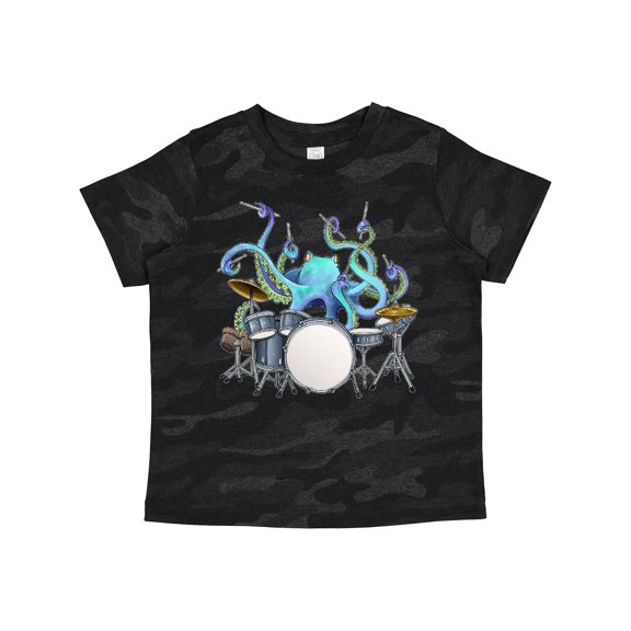 Inktastic Cute Blue Octopus Drumming Boys or Girls Toddler T-Shirt