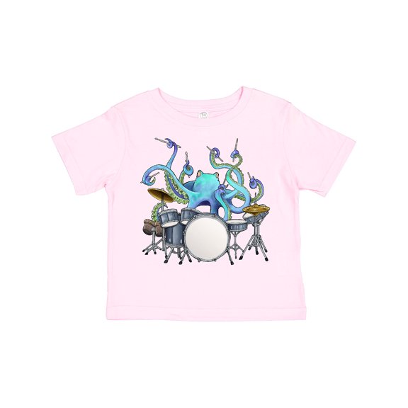 Inktastic Cute Blue Octopus Drumming Boys or Girls Toddler T-Shirt