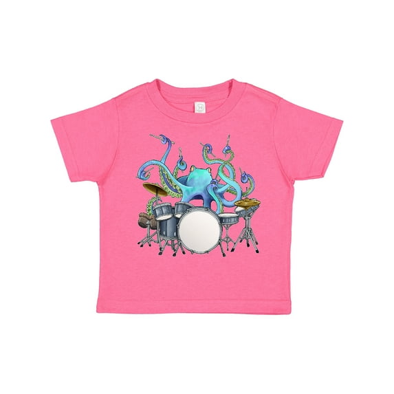 Inktastic Cute Blue Octopus Drumming Boys or Girls Toddler T-Shirt