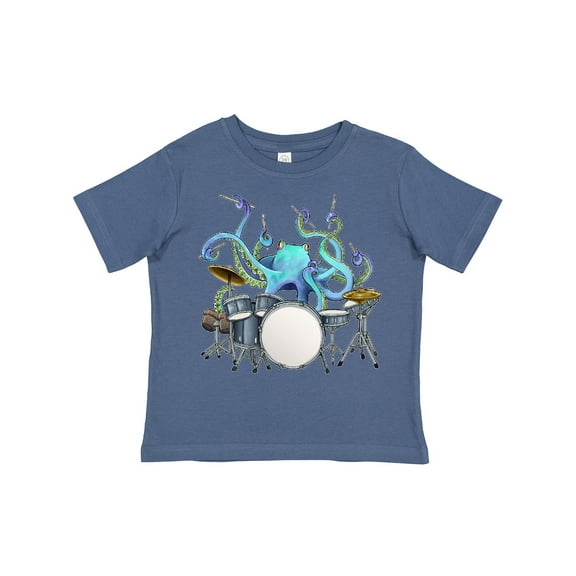 Inktastic Cute Blue Octopus Drumming Boys or Girls Toddler T-Shirt