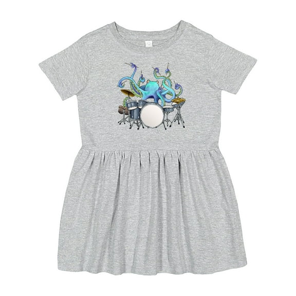 Inktastic Cute Blue Octopus Drumming Girls Toddler Dress