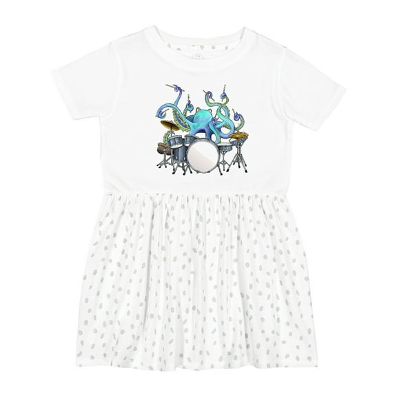 Inktastic Cute Blue Octopus Drumming Girls Toddler Dress
