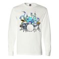 thumbnail image 1 of Inktastic Cute Blue Octopus Drumming Long Sleeve T-Shirt, 1 of 5