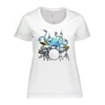 thumbnail image 1 of Inktastic Cute Blue Octopus Drumming Women's Plus Size T-Shirt, 1 of 5