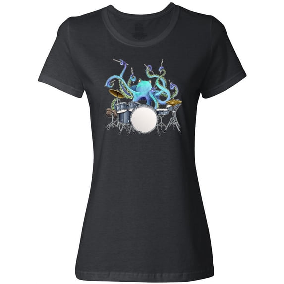 Inktastic Cute Blue Octopus Drumming Women's T-Shirt