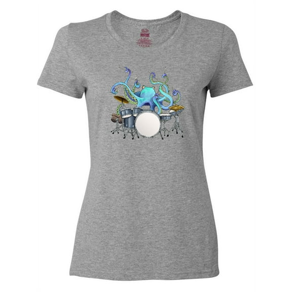 Inktastic Cute Blue Octopus Drumming Women's T-Shirt