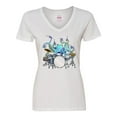 thumbnail image 1 of Inktastic Cute Blue Octopus Drumming Women's V-Neck T-Shirt, 1 of 5