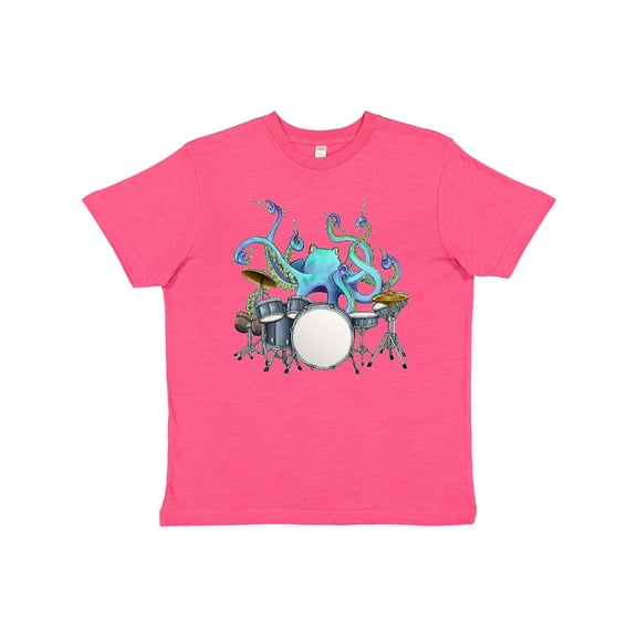 Inktastic Cute Blue Octopus Drumming Youth T-Shirt