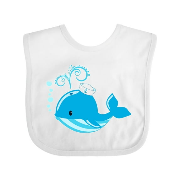 Inktastic Cute Blue Whale in Nautical Hat Boys or Girls Baby Bib