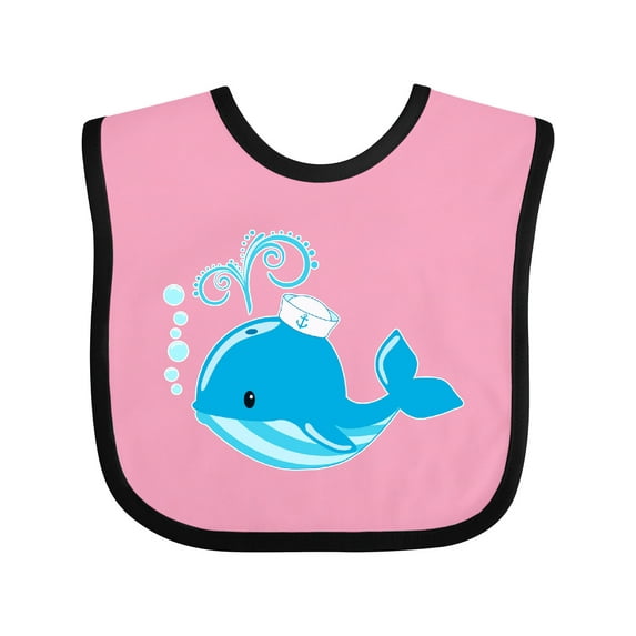 Inktastic Cute Blue Whale in Nautical Hat Boys or Girls Baby Bib