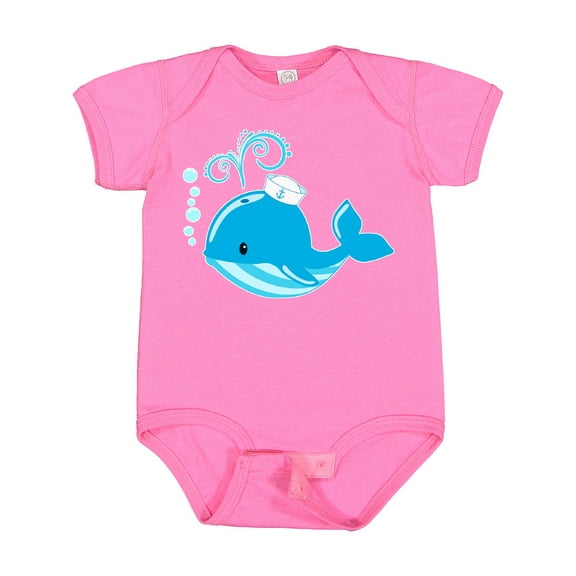 Inktastic Cute Blue Whale in Nautical Hat Boys or Girls Baby Bodysuit