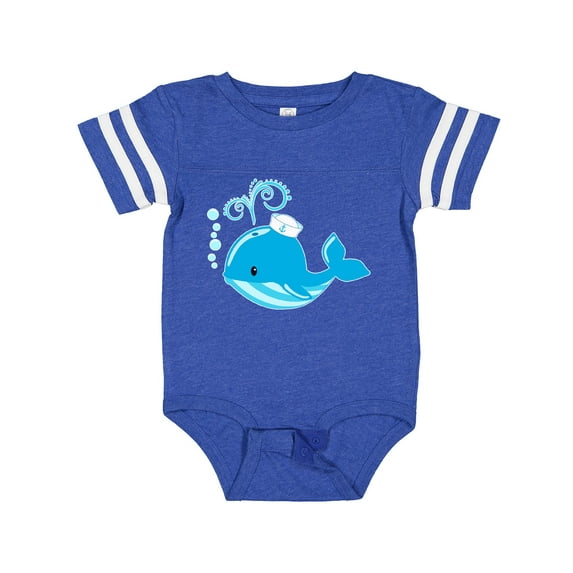 Inktastic Cute Blue Whale in Nautical Hat Boys or Girls Baby Bodysuit